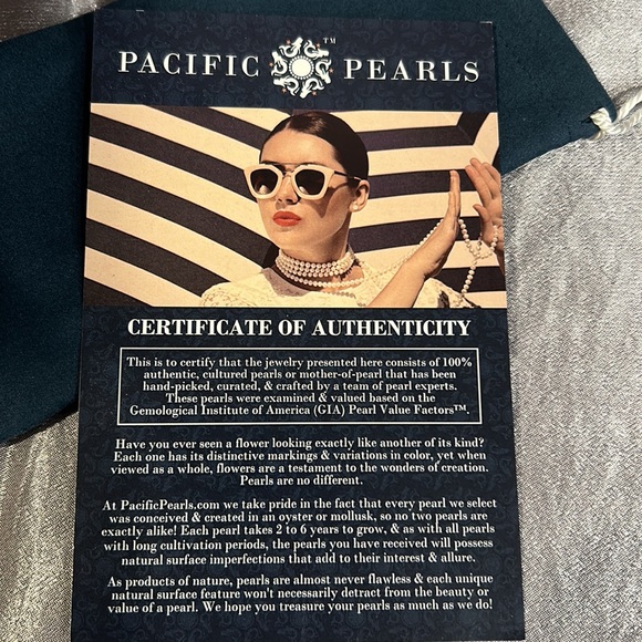 7-8 mm Peacock Pearl Necklace & Bracelet. - Picture 5 of 7